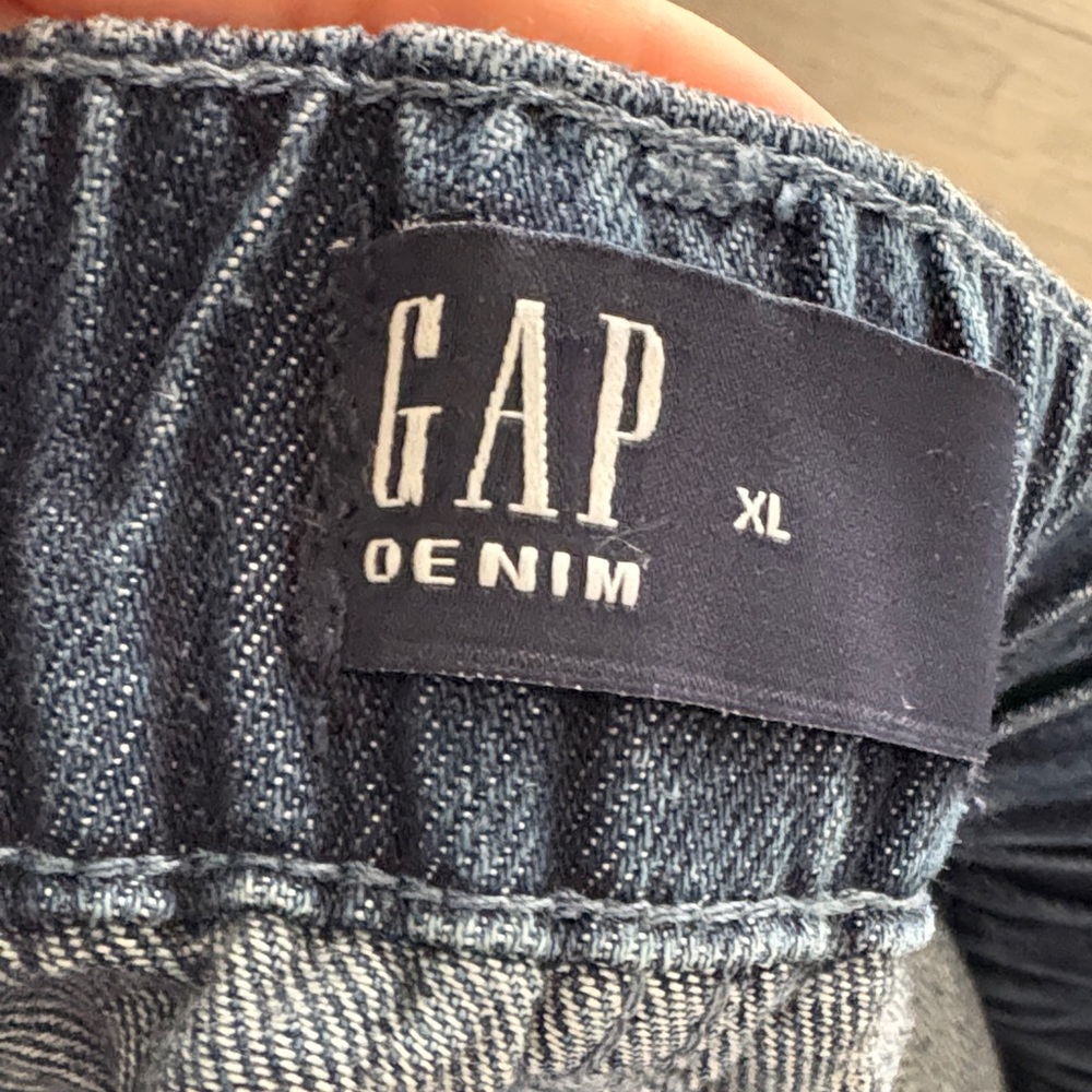GAP High Waist Dark Blue Denim Elastic-Waist Shorts - Picture 5 of 6